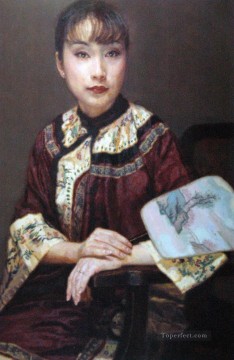 Chinese Girls Painting - Thinking Chinese Chen Yifei Girl